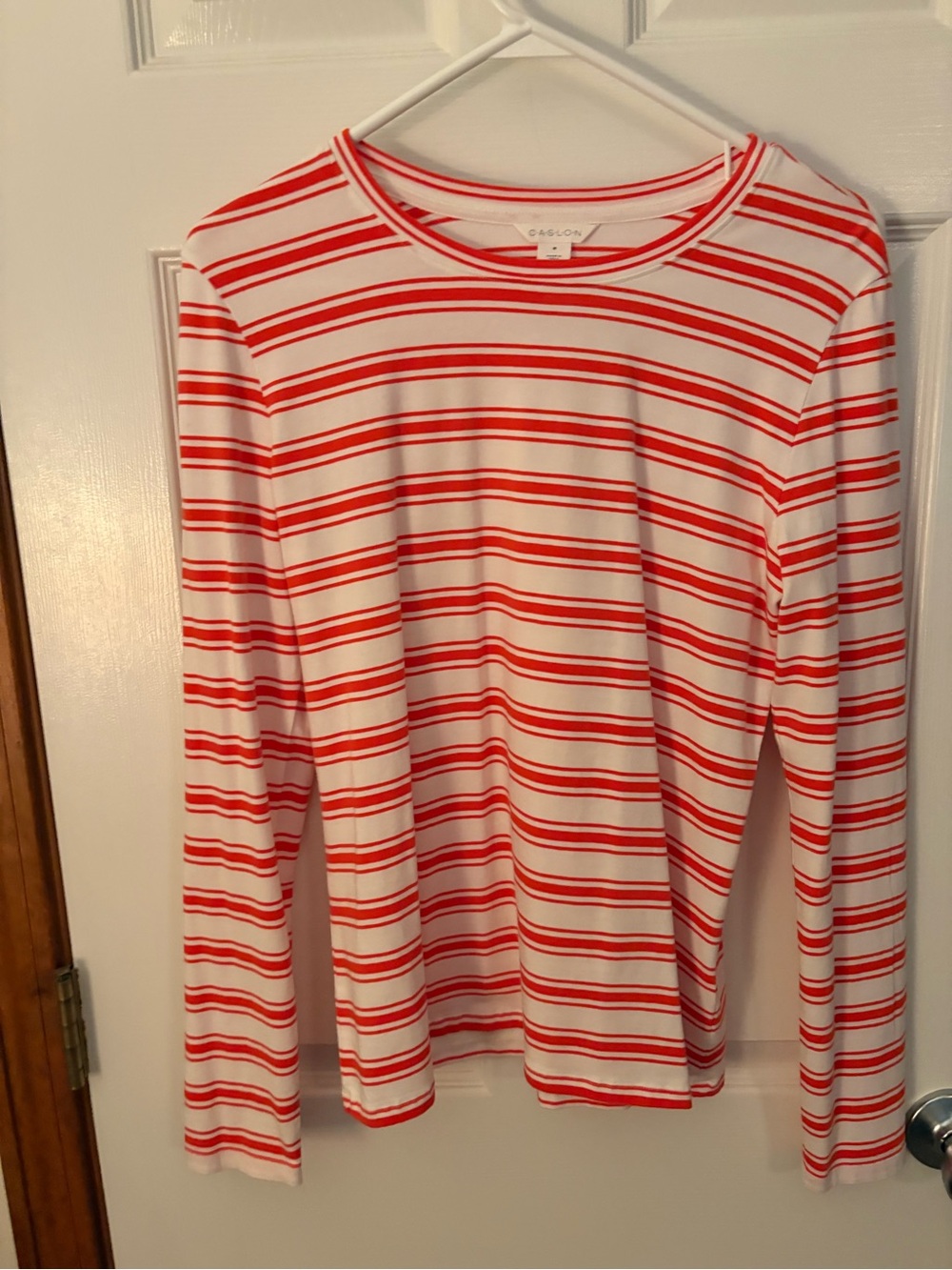 Caslon White and Red Stripe Long Sleeve Tee